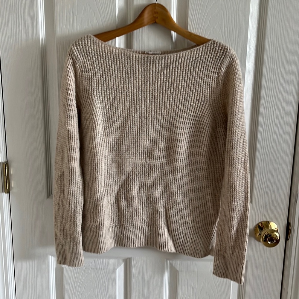 Gap Designed & Crafted Wool Tan Pullover Crew Neck Sweater Size Medium